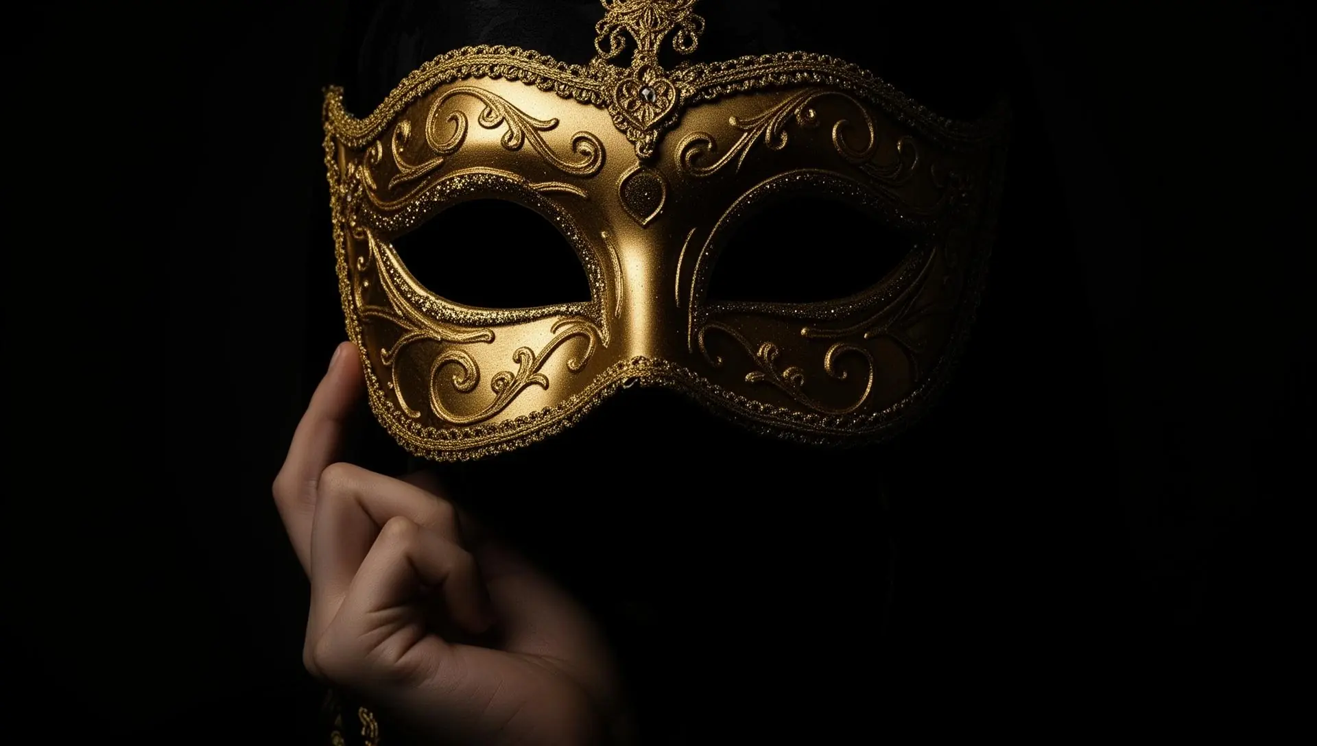 Elegante venezianische Maske wird halb abgenommen